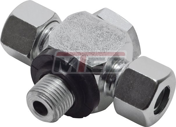 Schneidering T-Swivel Fitting, Whitworth Pipe Thread, throttle-free, imperial, O-ring