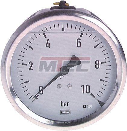 Glyzerinmanometer waagerecht, Chromnickelstahl