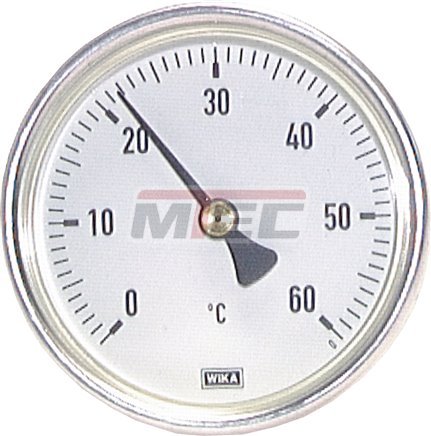 Bimetallthermometer waagerecht mit Aluminiumgehäuse