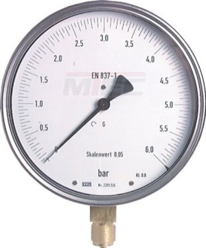 Feinmessmanometer senkrecht Ø 160 mm Chromnickelstahl