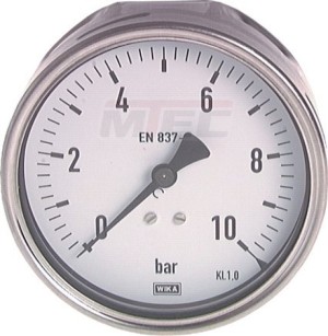 Manometer waagerecht, Chromnickelstahl/Messing