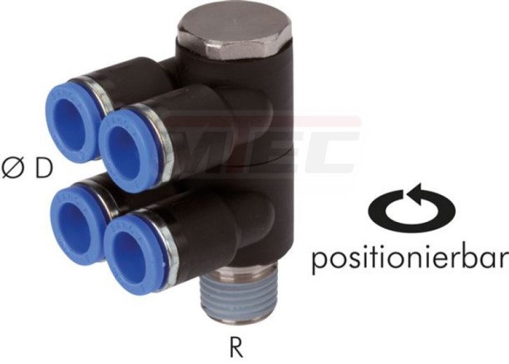 Steck-Mehrfachverteiler, 4- fach R 3/8"-10mm, IQS-Standard