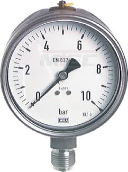 Chemie-Manometer senkrecht, 100mm, -1 bis 15 bar