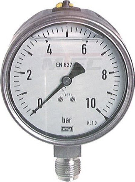 Chemie-Glyzerin-Manometer senkrecht,100mm, 0 - 100 bar