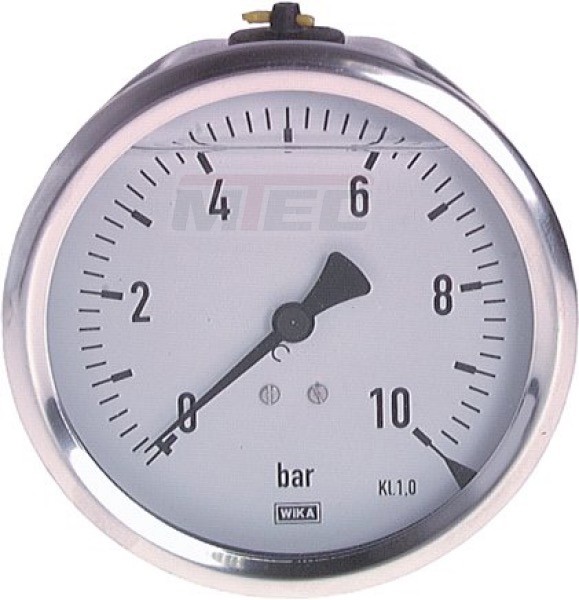 Glyzerin-Manometer waagerecht (CrNi/Ms),100mm, 0 - 10bar