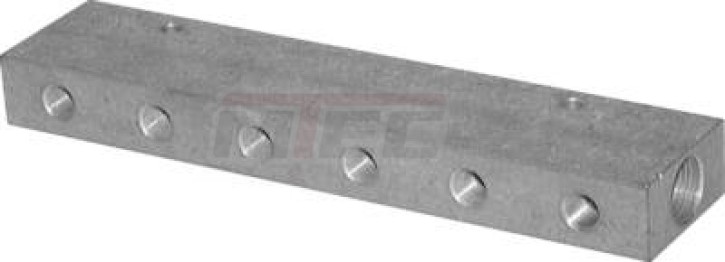 Verteilerleiste 2 x G 1/2"-6 x G 1/4", Aluminium eloxiert