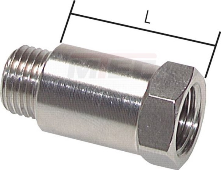 Gewindeverlängerung G 1/4"- 27mm, 16 bar MS vernickelt