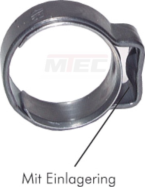 1-Ohr-Schlauchschelle m. Einlage 10,3 - 12,3mm, Edelsta