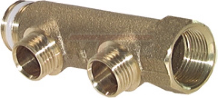 Verteilerrohr G 3/4"(IG/AG), 2 Abgänge G 1/2" (AG)