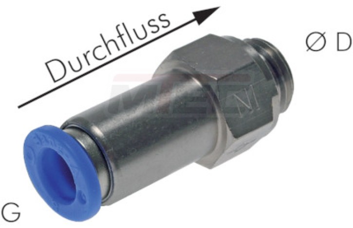 Rückschlagventil G 3/8"-10mm, Schlauch->Gew., IQS-Standard