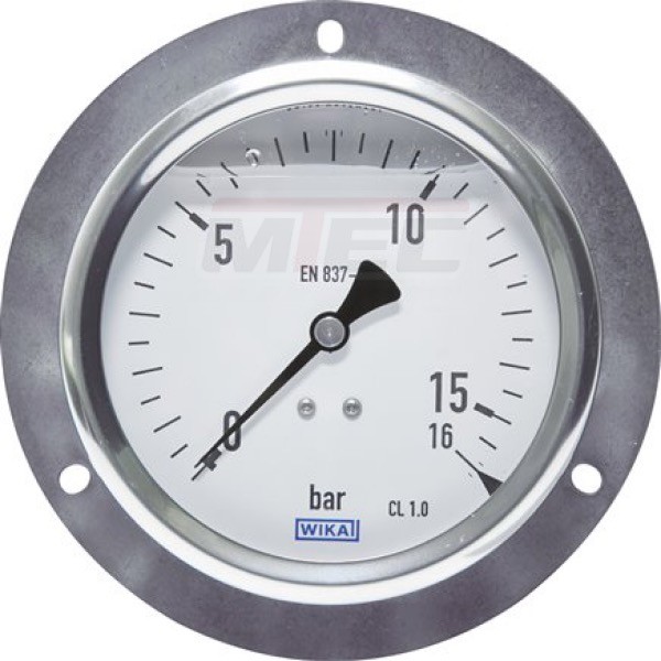 Glyzerin-Einbaumanometer, Front-ring, 100mm, -1 bis 3 ba