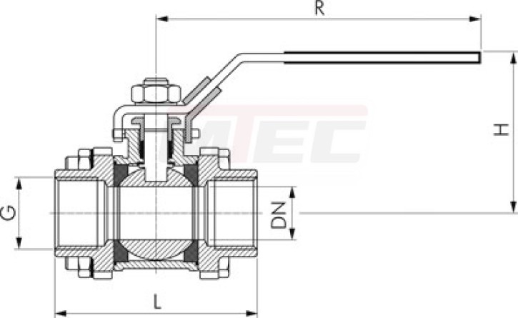 3-teiliger Edelstahl-Kugel- hahn, G 2 1/2", PN 40