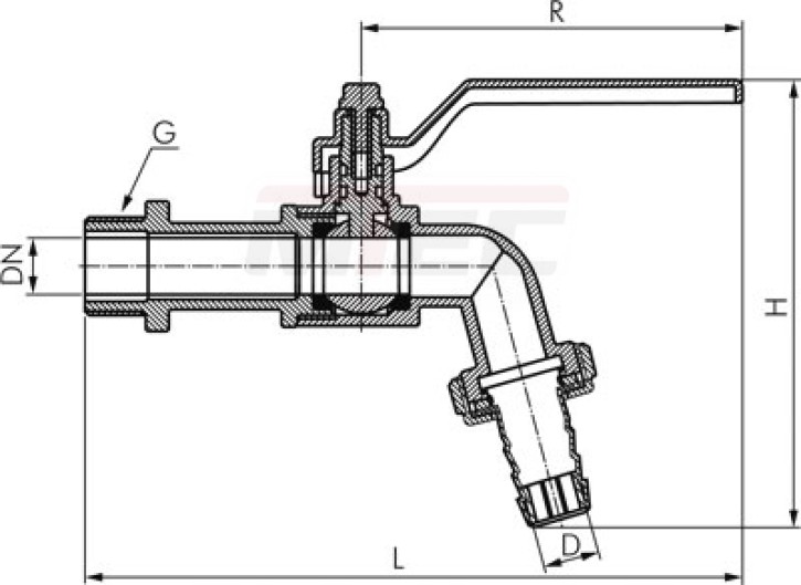 Messing-Kugelauslaufhahn G 3/ 8" (14,5mm Tülle), PN 15