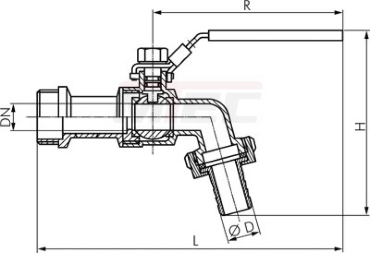 Edelstahl-Kugelauslaufhahn G 1/2" (13,0mm Tülle), PN 16