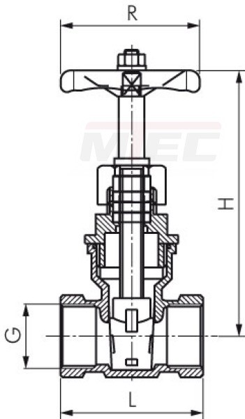 Muffen-Absperrschieber, Edelstahl, G 3/4", PN 16