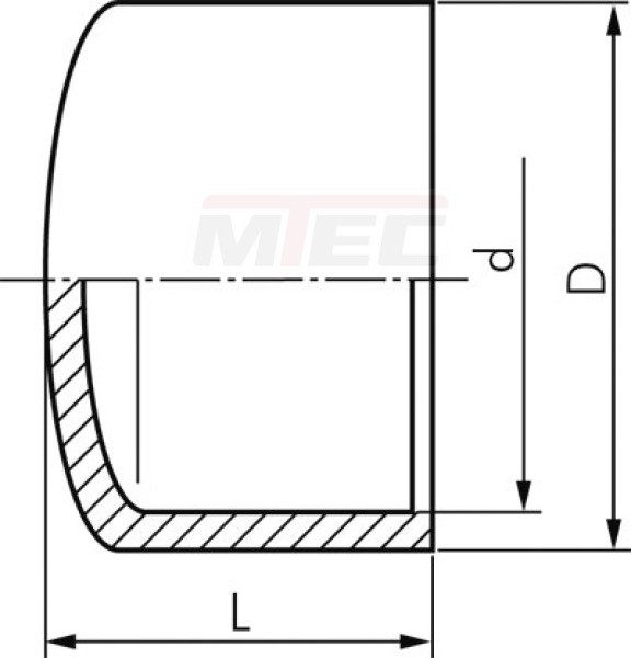 Klebemuffen-Verschlusskappe, PVC-U, 40x50mm (i x a)