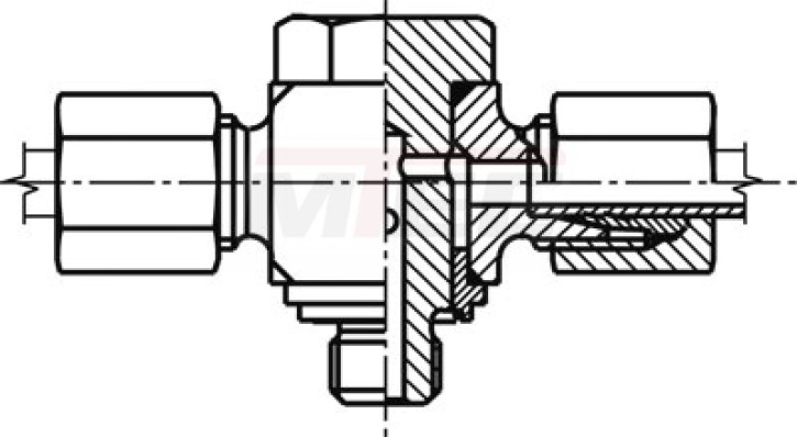 Schneidering-T-Schwenk-Verschraubung,Whitworth-Rohrgewinde, drosselfrei, zöllig, O-ring