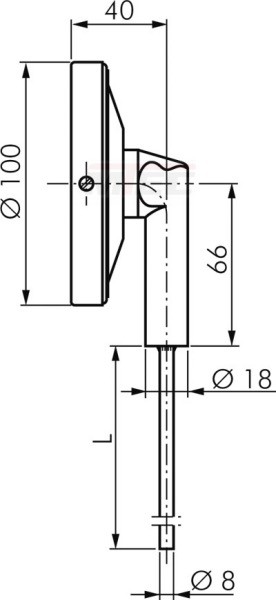 Bimetallthermometer, senk- recht Ø 100/0 - 80°C/63mm