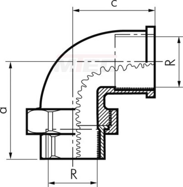 Winkel-Verschraubung flach dichtend Rp 3/8" (IG)