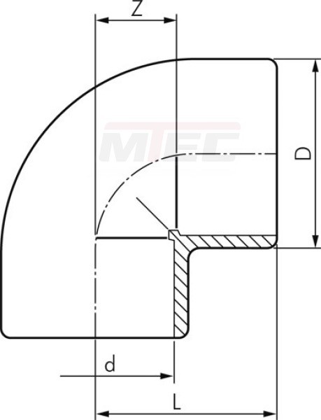 Klebemuffen-Winkel 90° PVC-U  - PN 16