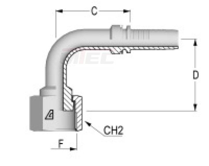 ORFS-S 90° mit Sechskantmutter, kurz