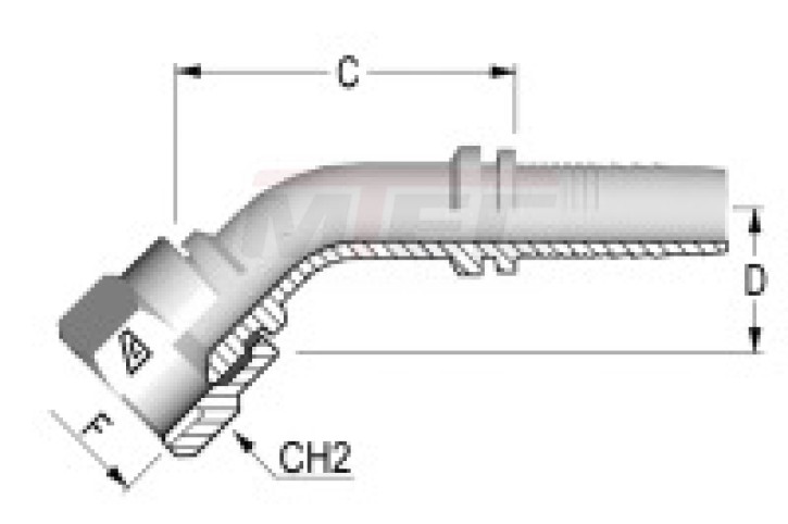 DKJ 45° - JIC 1 5/8" / DN 25 mit Ü-Mutter