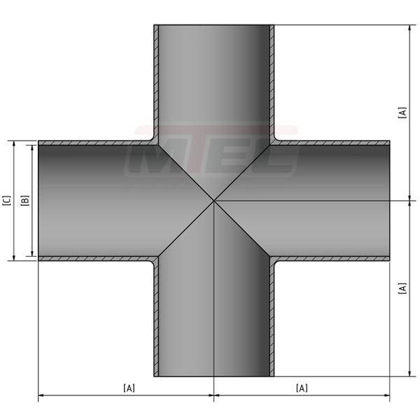 [DIN] Kreuz-Stück, lang mit Schweißende