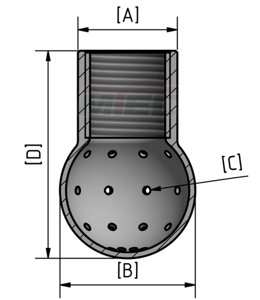  Sprühkugel 360° - Rohr 29x1,5 - Ø 48 mm - LO 2,0 mm 316