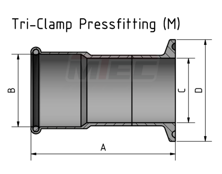 Pressfitting-adapter Tri-Clamp (M-Kontur)