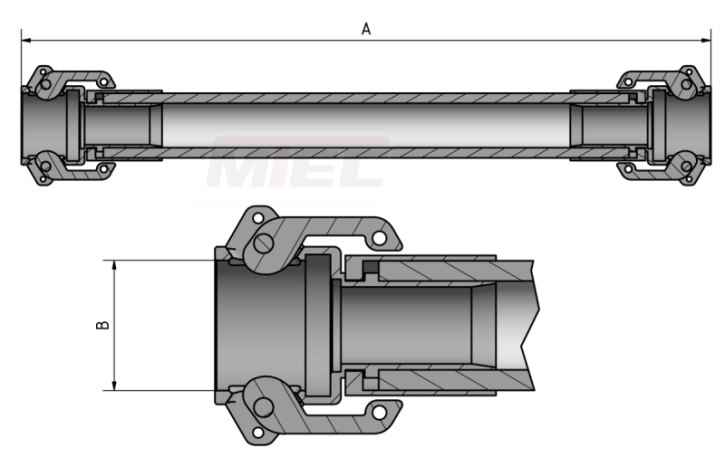 Kamlock DN 100 Saug u.Druckschlauch 1,0m NBR