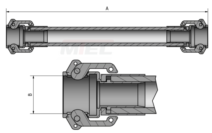 Kamlock DN 40 Saug u.Druckschlauch 5,0m NBR